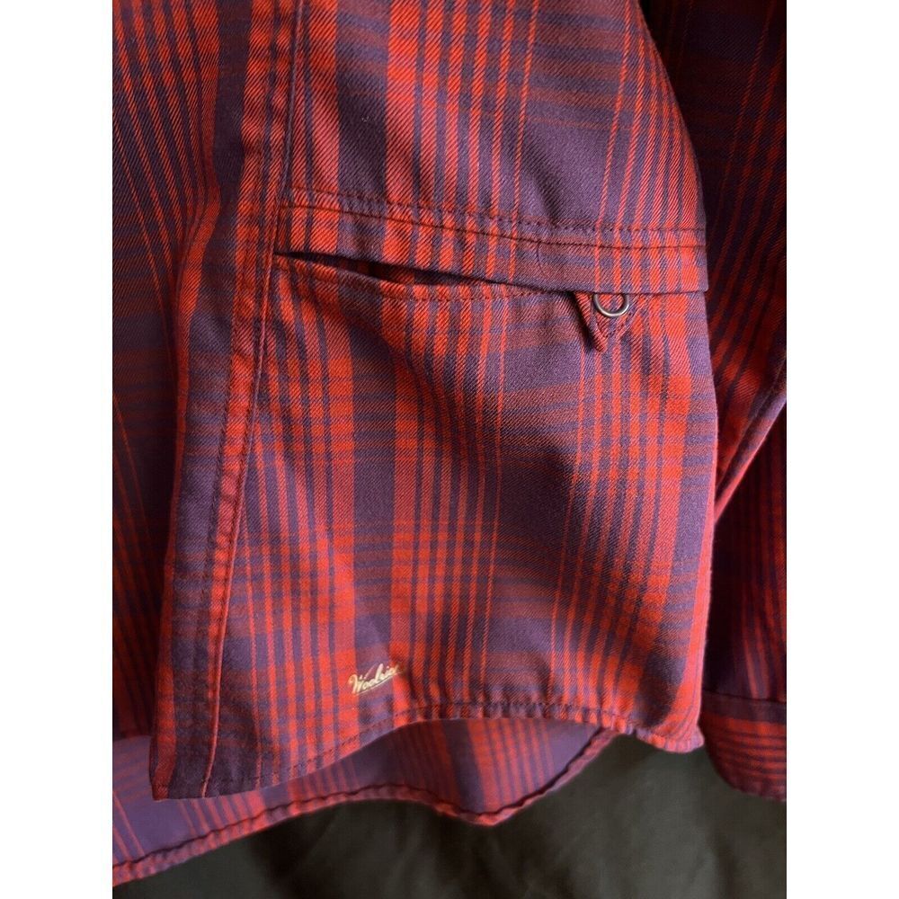 WOOLRICH‎ Women's Shirt size Med Plaid Purple/Red Long-Sleeve Vented Snap Front - Picture 3 of 10